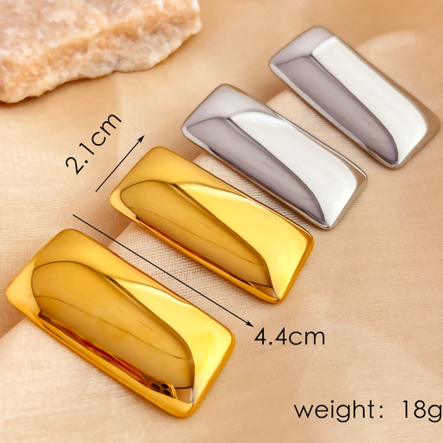 Shiny Rectangle Earrings [201 Stainless Steel,18K Gold Plated]