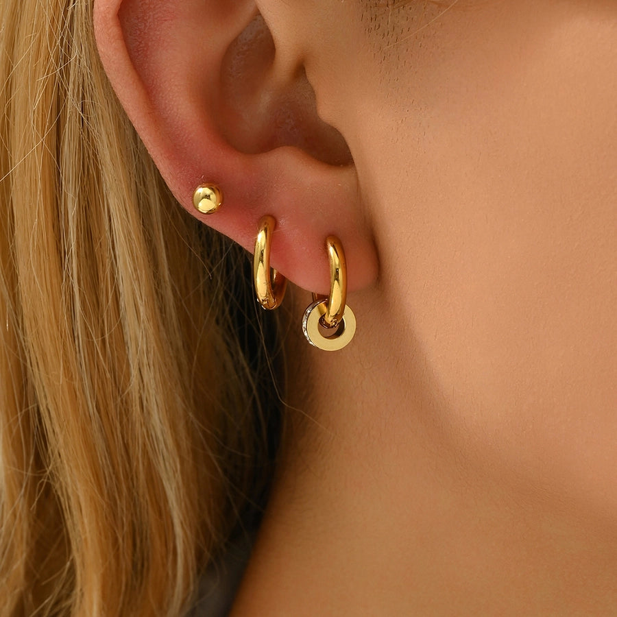 Pendientes de aro de 3 parejas [201 acero inoxidable, 18k dorado chapado]