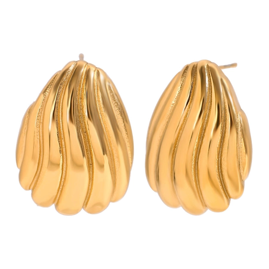 Wavy Stripes Earrings [304 Stainless Steel,18K Gold Plated]