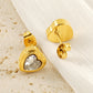 Heart Shape Artificial Rhinestones Earrings [304 Stainless Steel, 18K Gold Plated]