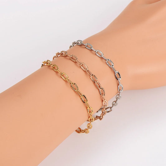 Drawn Cable Chain Bracelets [304 Stainless Steel]