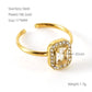 Shiny  Square Water Droplets Heart Shape Zircon Open Ring [Stainless Steel 18K Gold Plated]