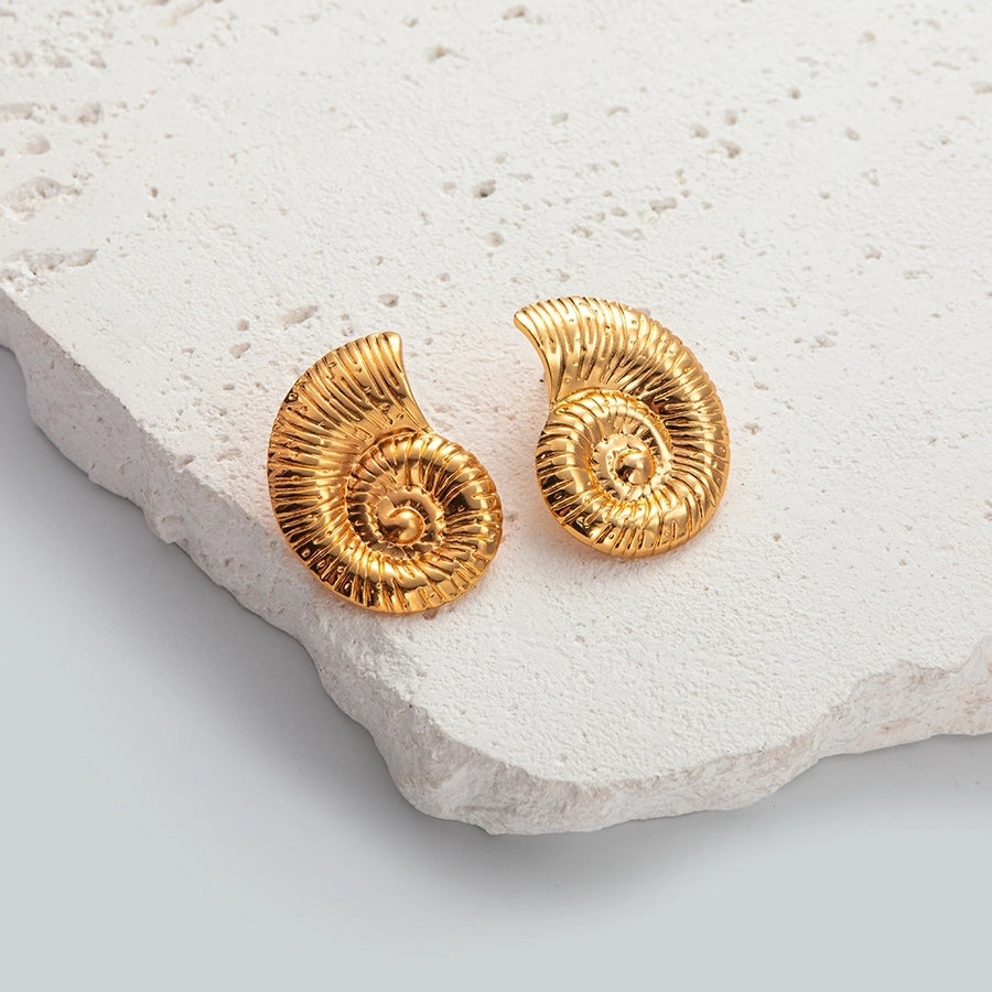 Snail Conch Earrings [304 Stainless Steel,14K Gold Plated]