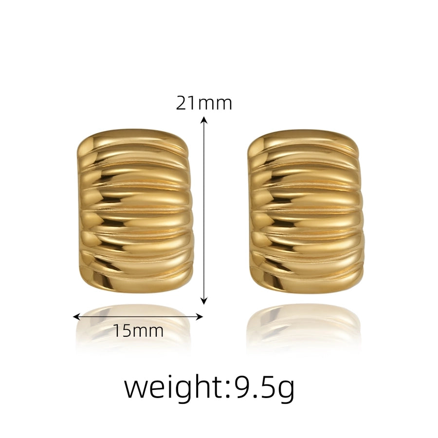 Lines Stud Earrings [304 Stainless Steel,18K Gold Plated]