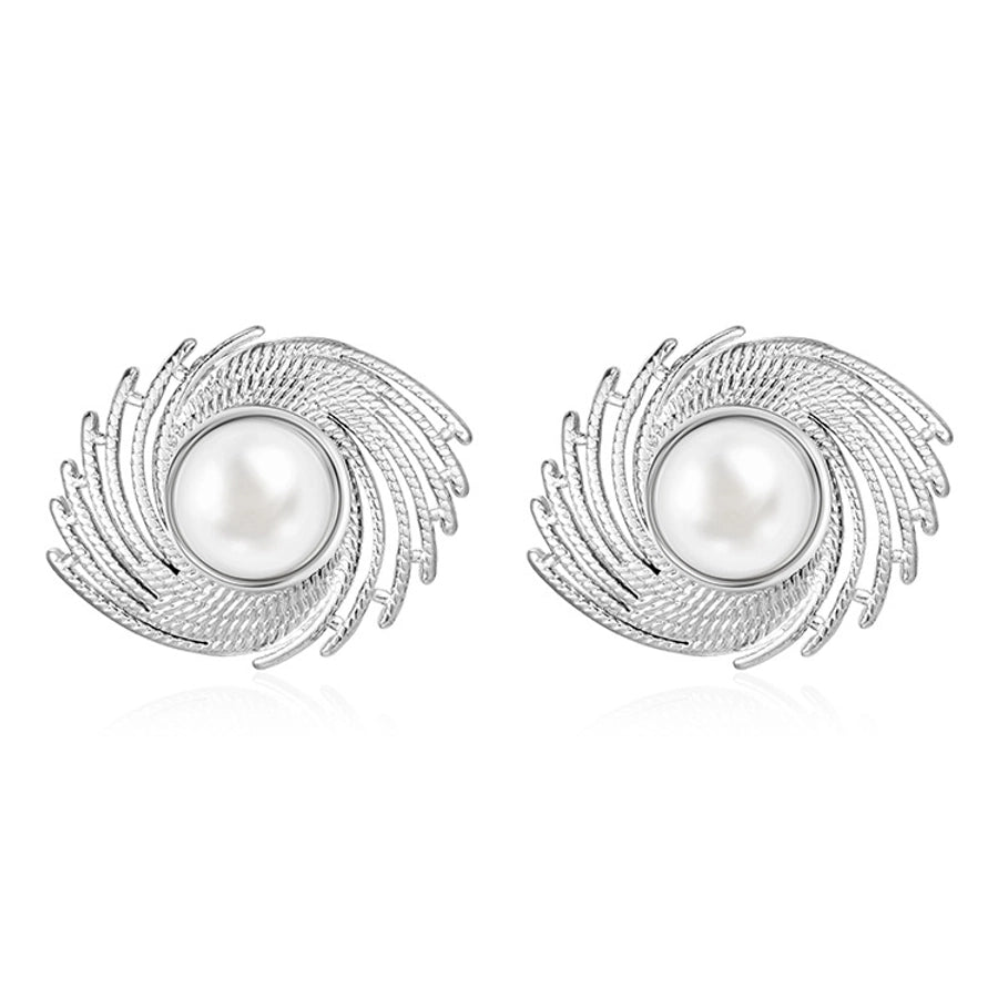 Swirl Artificial Pearls Earrings [304 Stainless Steel]