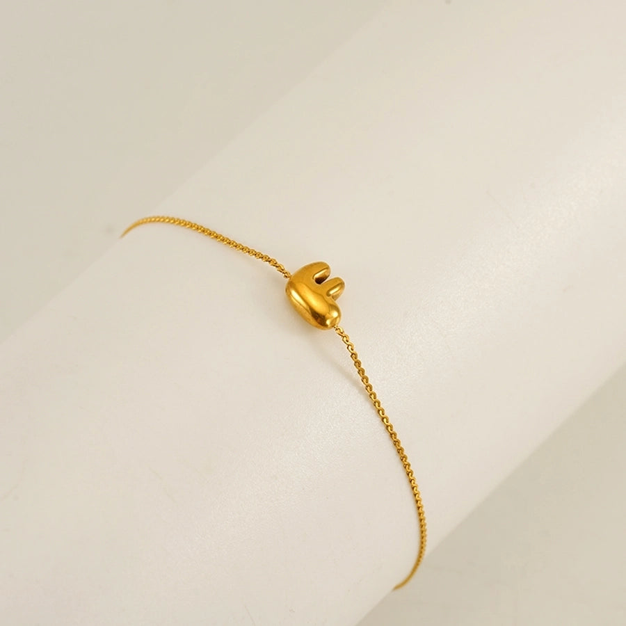 Bracelet de lettre de style simple [304 en acier inoxydable, 18 carats en or]