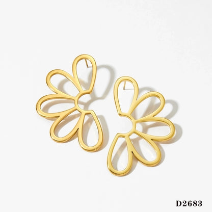 Artistic Flower Hollow Earrings [316 Stainless Steel,16K Gold Plated]