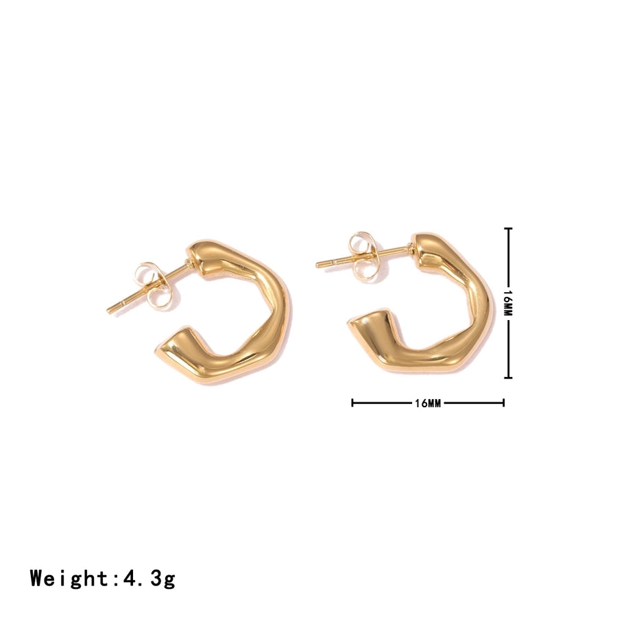 C Shape Earrings [304 Stainless Steel,16K Gold Plated]