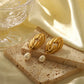 Oval Pleated Pearl Drop Earrings [304 Stainless Steel,18K Gold Plated]