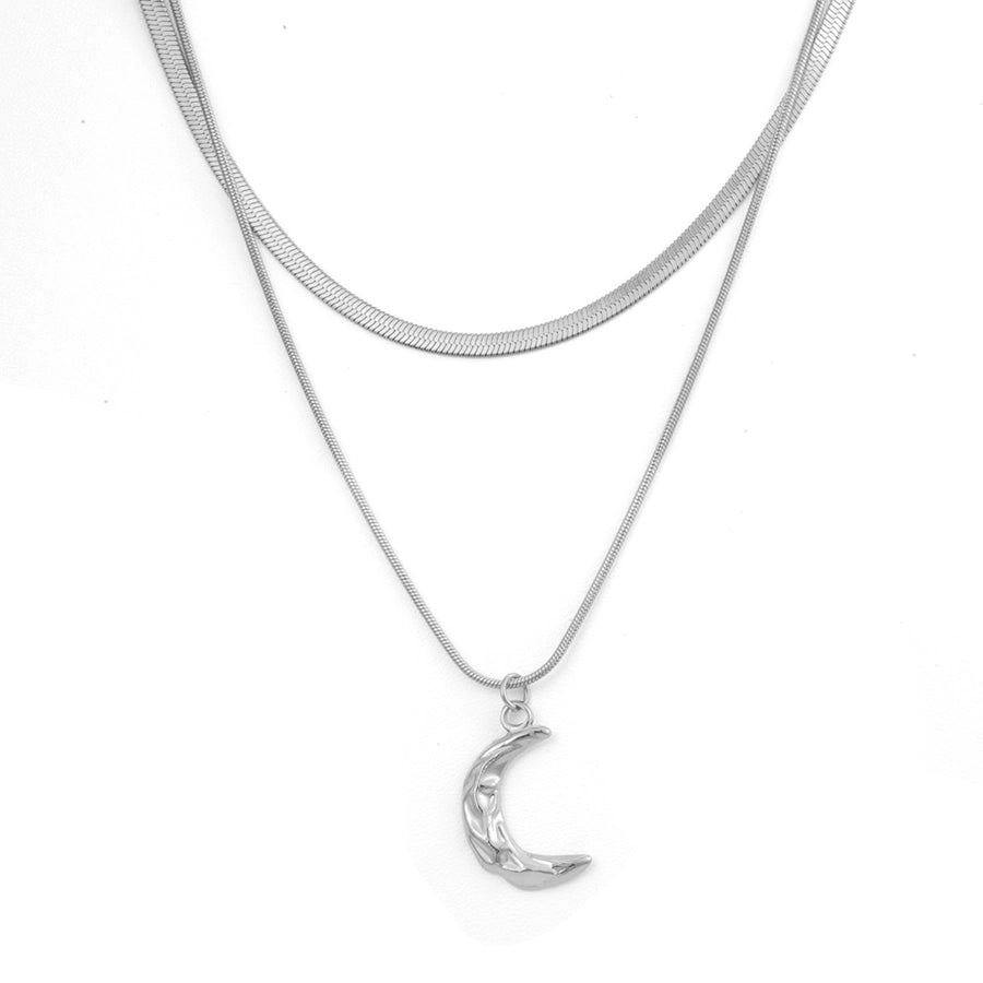 Moon Water Droplets Double Layer Necklaces  [304 Stainless Steel]