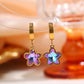 Purple Stone Butterfly Heart Flower Earrings [304 Stainless Steel]