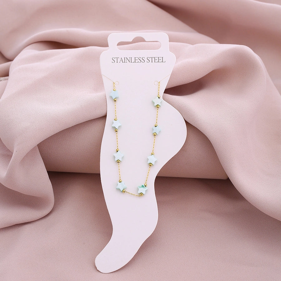 Anklet d'étoile colorée [304 en acier inoxydable, 18 carats en or]