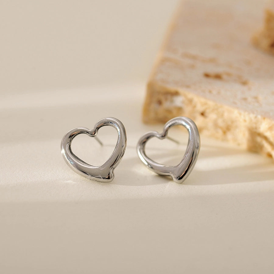 Cute Heart Shape Earrings [304 Stainless Steel,18K Gold Plated]