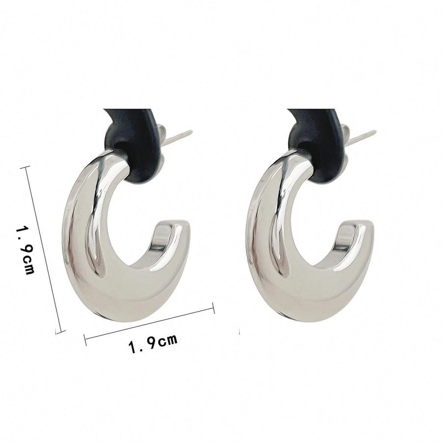 C Shape Hoop Earrings [304 Stainless Steel, 16K Gold Plated]