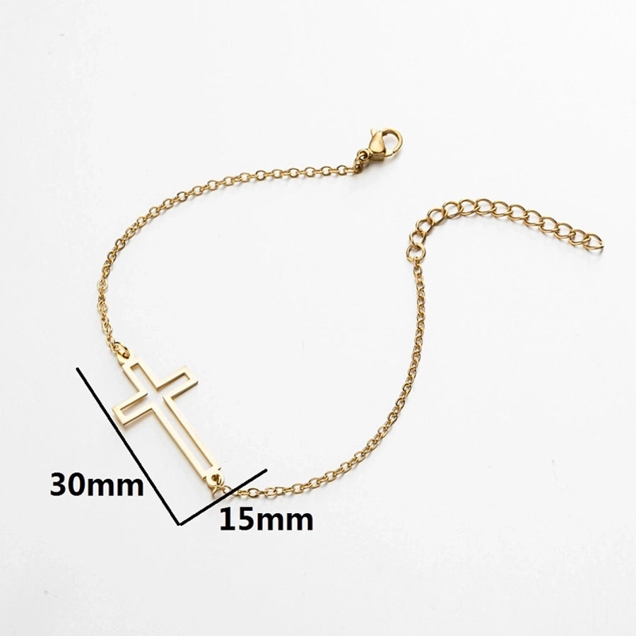 Cross Bracelets [201 Stainless Steel,18K Gold Plated]