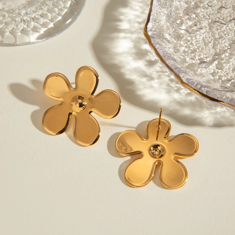 Flat Flower Earrings [304 Stainless Steel]