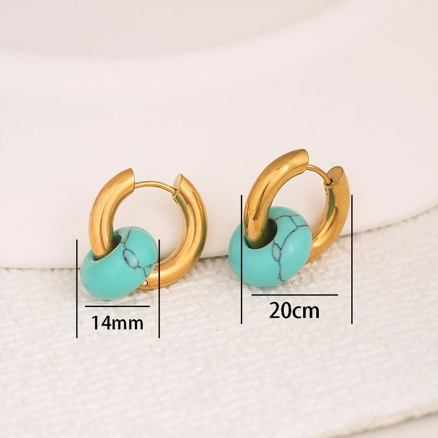 Circle Agate Earrings [304 Stainless Steel,18K Gold Plated]