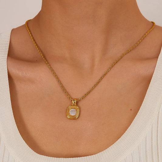 Collana quadrata in stile vintage [304 acciaio inossidabile]