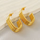 Striped Hoop Earrings [304 Stainless Steel,18K Gold Plated]