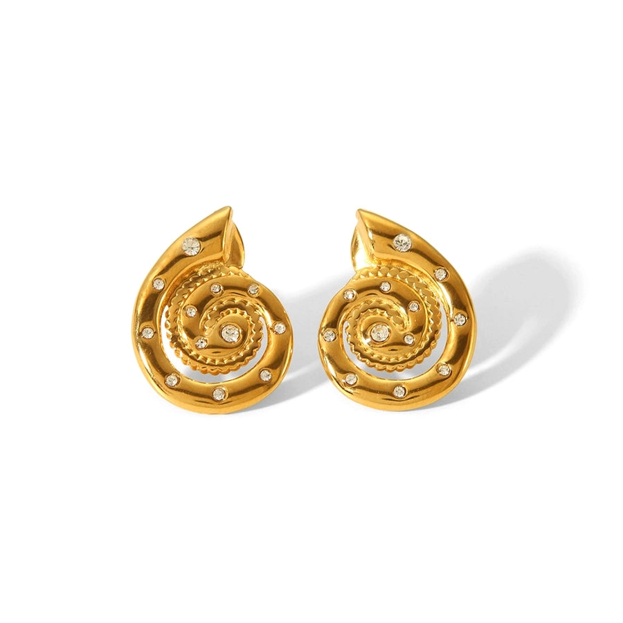 Boucles d'oreilles en coquille de conque [304 en acier inoxydable, 18 carats en or]