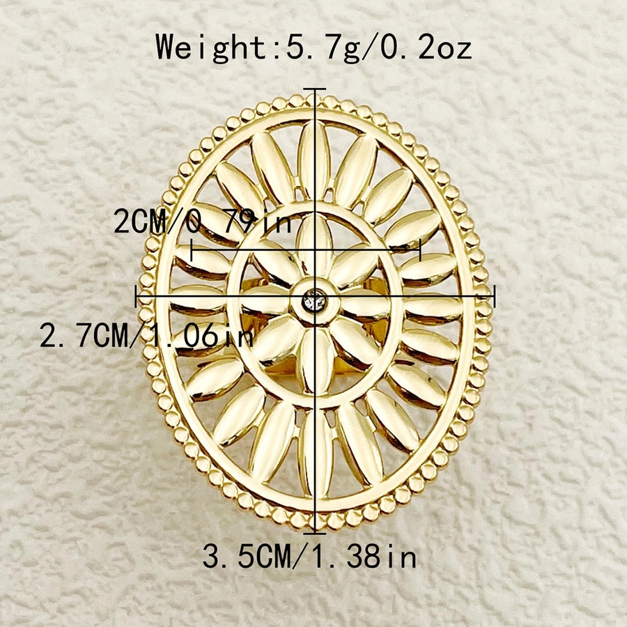 Oversized Shiny Plating Hollow Ring [304 Stainless Steel 14K Gold Plated]