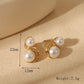 Imitation Pearl Zircon Earrings [304 Stainless Steel,18K Gold Plated]