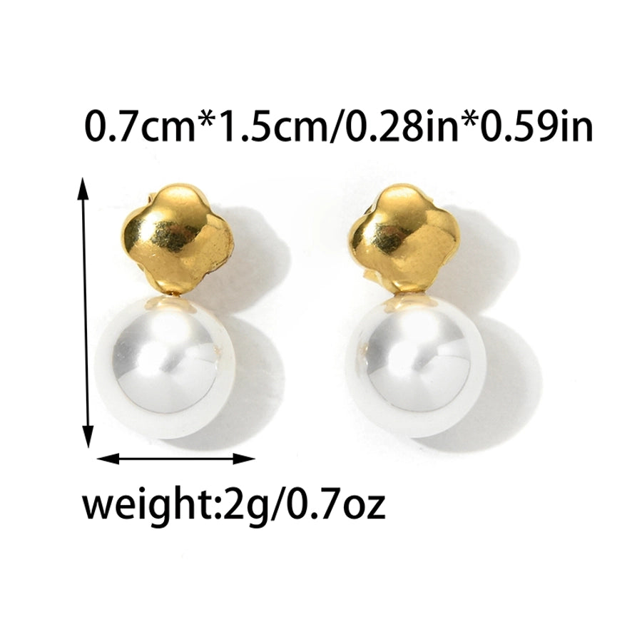 Mix Designs Pearl Earrings [304 Stainless Steel,14K Gold Plated]