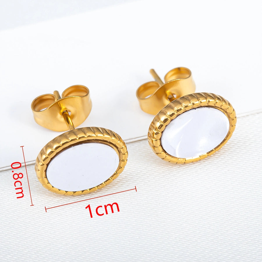 Round Heart Shape Butterfly Ear Studs [304 Stainless Steel]