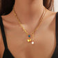 Water Droplets Heart Necklace [304 Stainless Steel,18K Gold Plated]