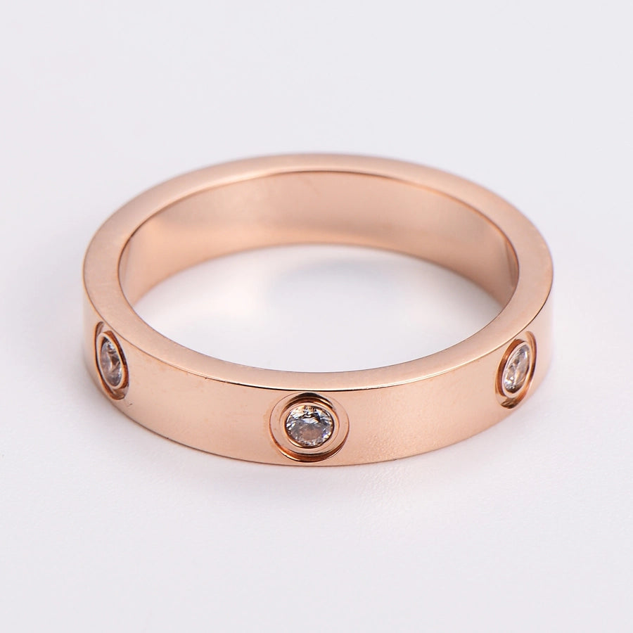 Love Band Zircon Ring [304 Stainless Steel, 18K Gold Plated]