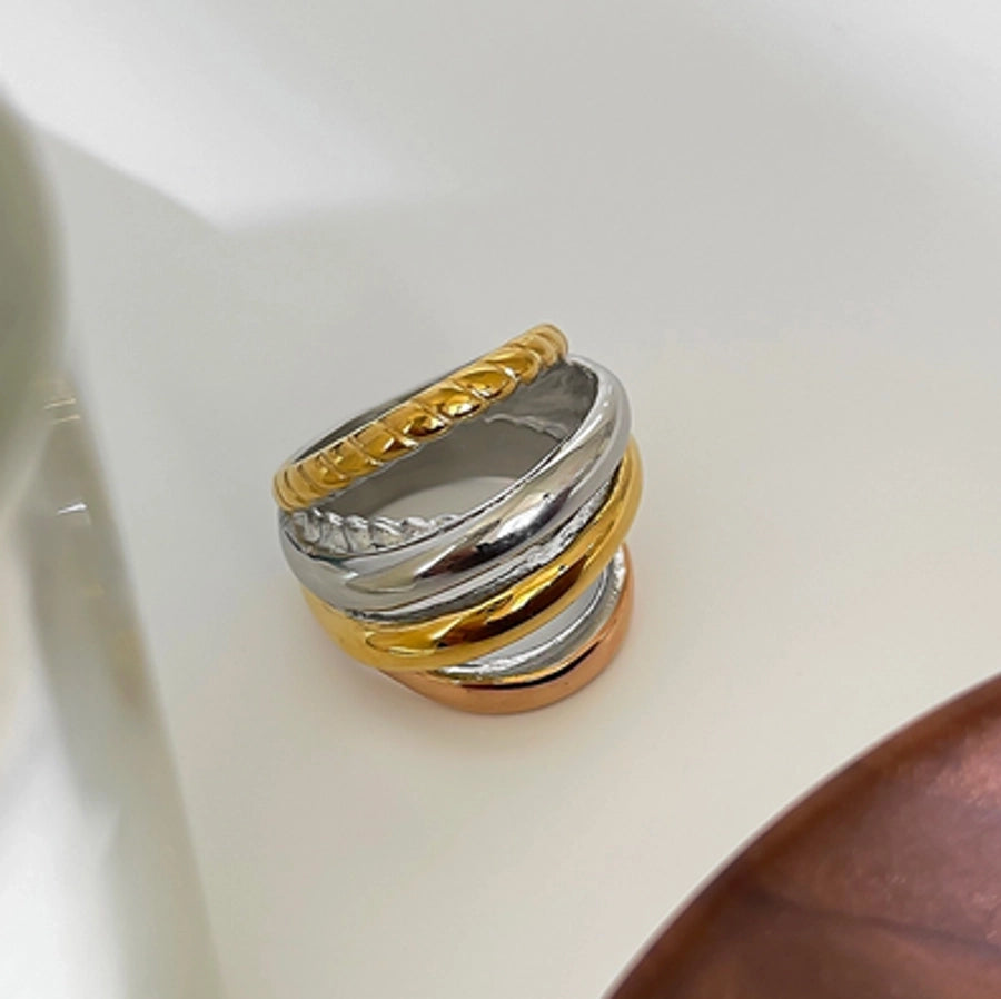 Color Block Ring [316L Stainless Steel, 18K Gold Plated]