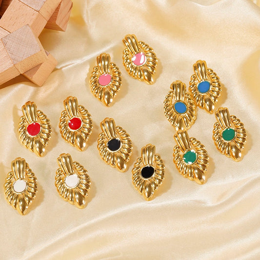 Vintage Enamel Earrings [304 Stainless Steel,18K Gold Plated]