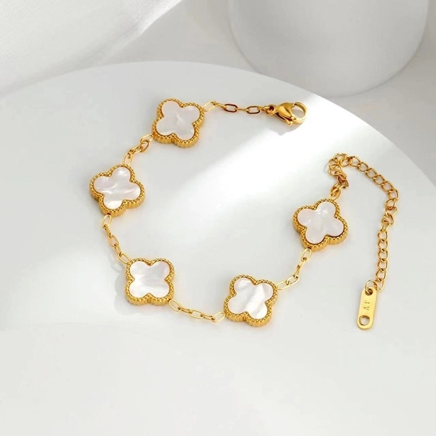 Four Leaf Clover Bracelet/Necklace [Stainless Steel,18K Gold Plated]