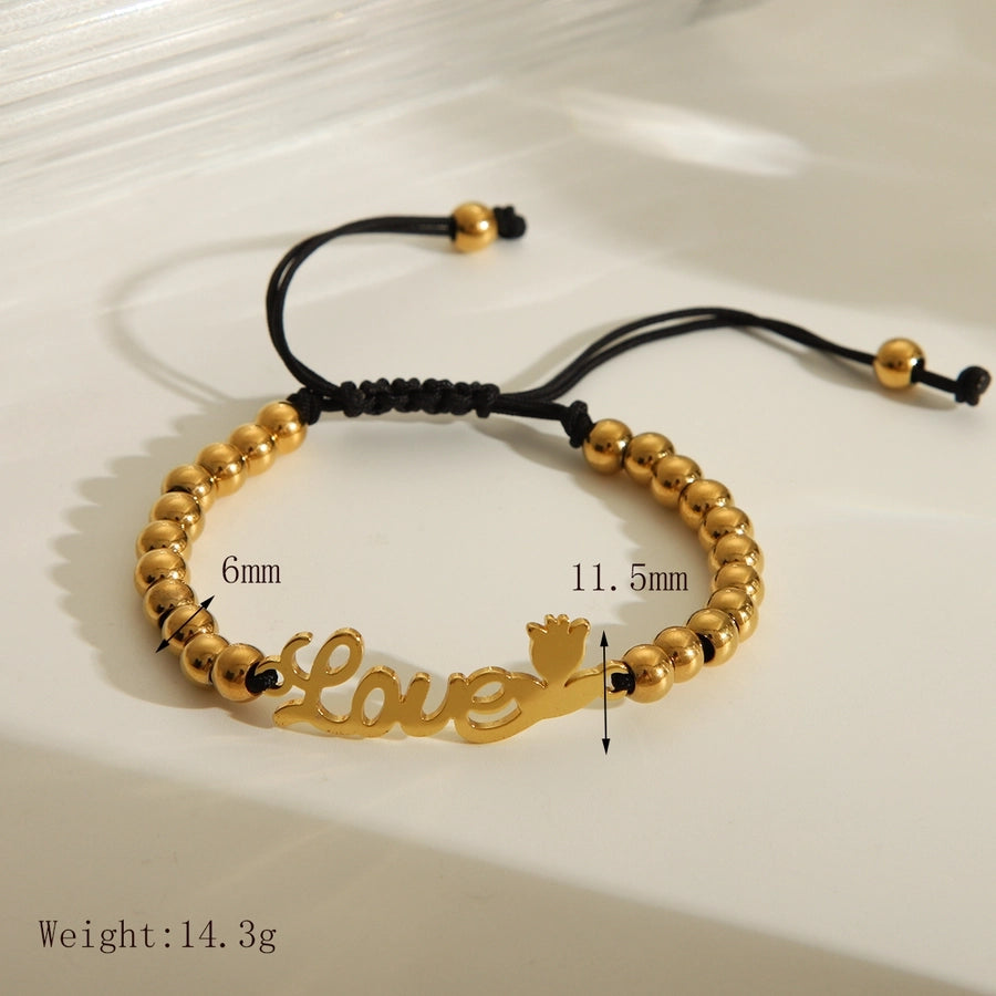 Braccialetti in poliestere d'amore [201 in acciaio inossidabile, oro 18K placcato]