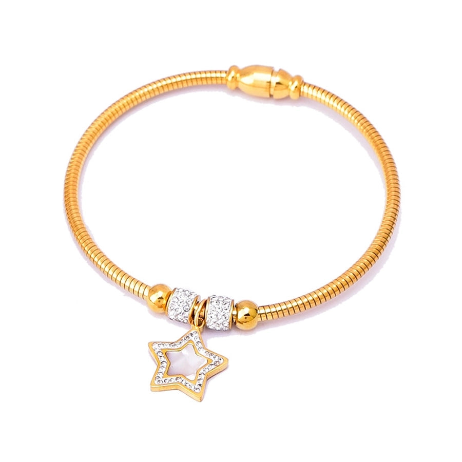 Tree/Eye/Flower Bracelets Bangle [304 Stainless Steel,18K Gold Plated]