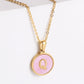 Pink Shell Letter Necklaces [304 Stainless Steel,18K Gold Plated]