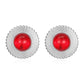 Red Gem Round Earrings [304 Stainless Steel,18K Gold Plated]