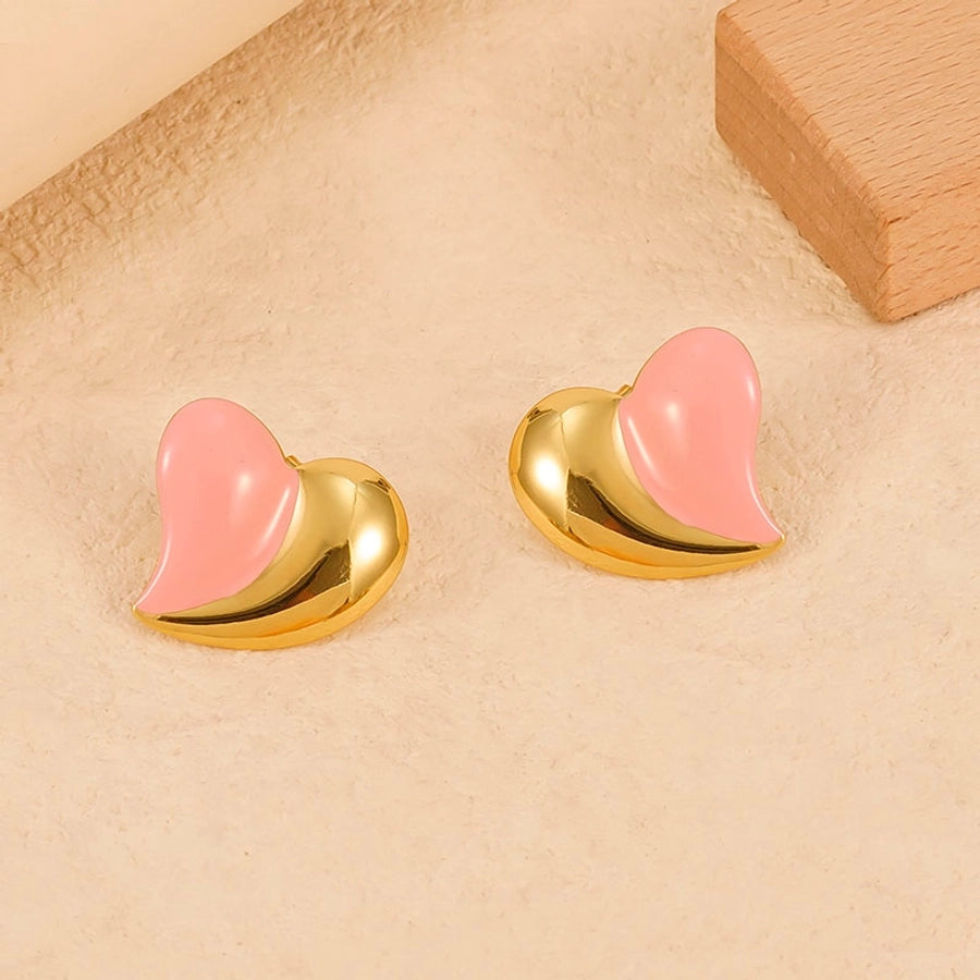 Boucles d'oreilles de couleur de forme de coeur [304 en acier inoxydable, 18 carats en or]