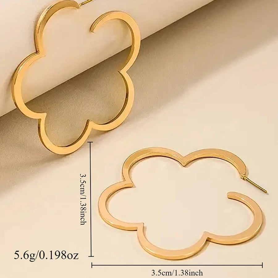 Four Leaf Clover Flower Earrings [304 Stainless Steel,18K Gold Plated]