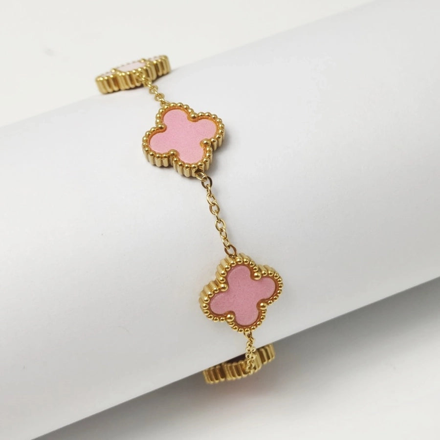 Four Leaf Clover  Bracelets [304 Stainless Steel, 18K Gold Plated]