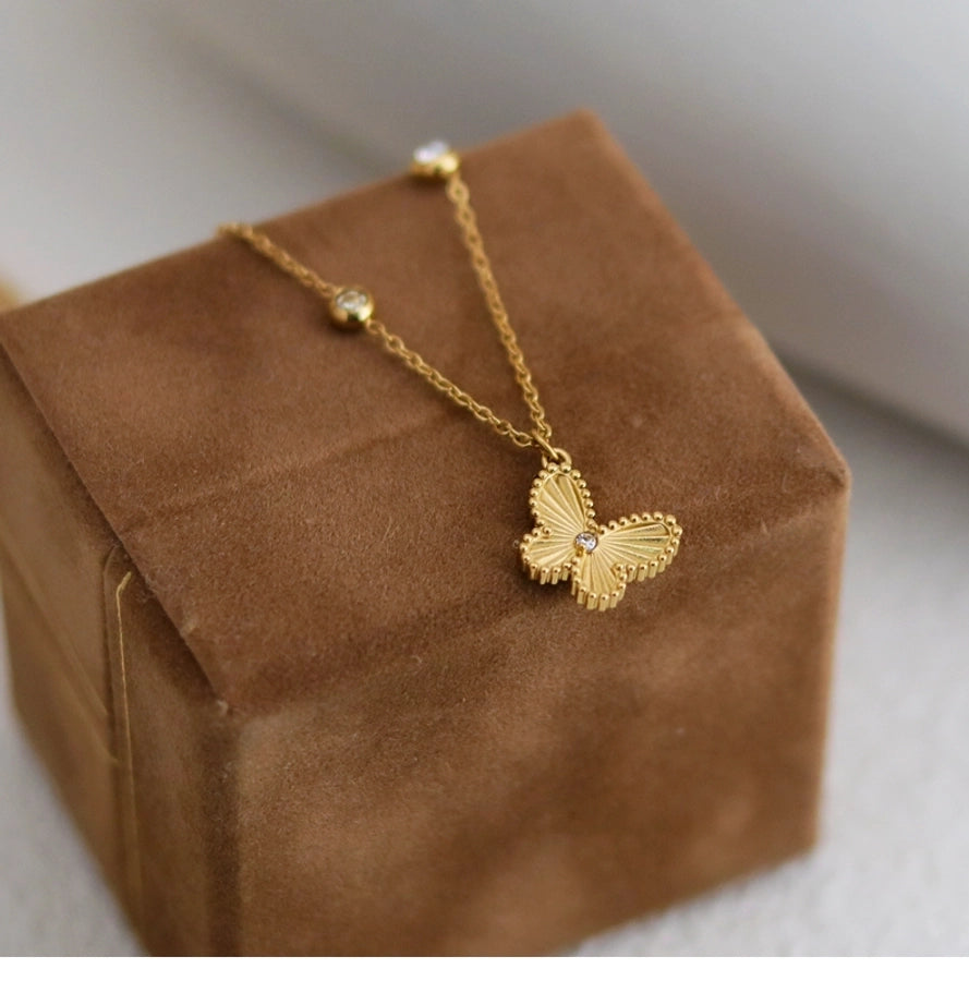 Hanging Butterfly Bracelet/Necklace [304 Stainless Steel,18K Gold Plated]