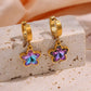 Purple Stone Butterfly Heart Flower Earrings [304 Stainless Steel]