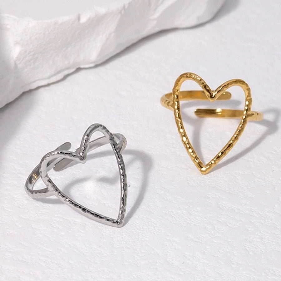 Heart Shape Open Ring [304 Stainless Steel 18K Gold Plated]