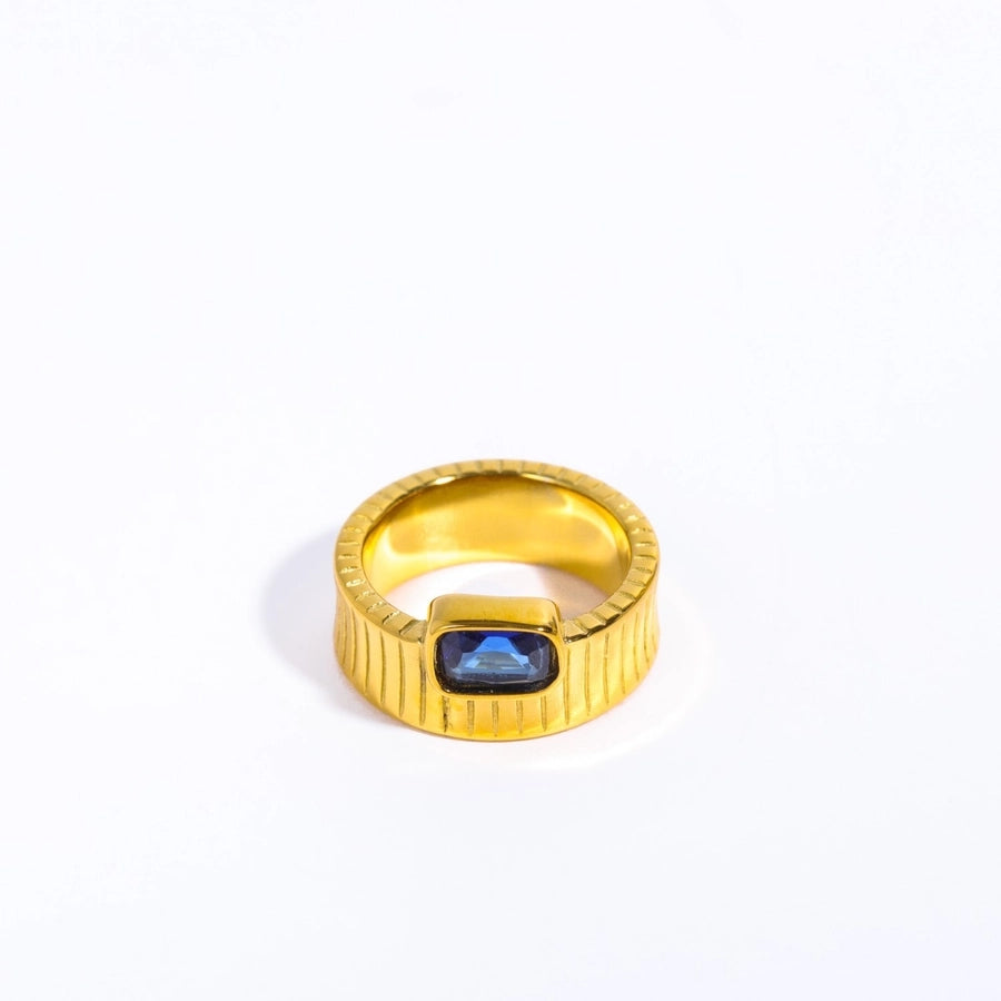 Retro Plating Square Zircon Ring [304 Stainless Steel 18K Gold Plated]