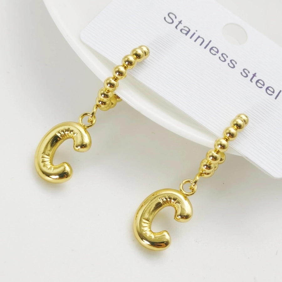 Letter Drop Earrings [304 Stainless Steel,18K Gold Plated]