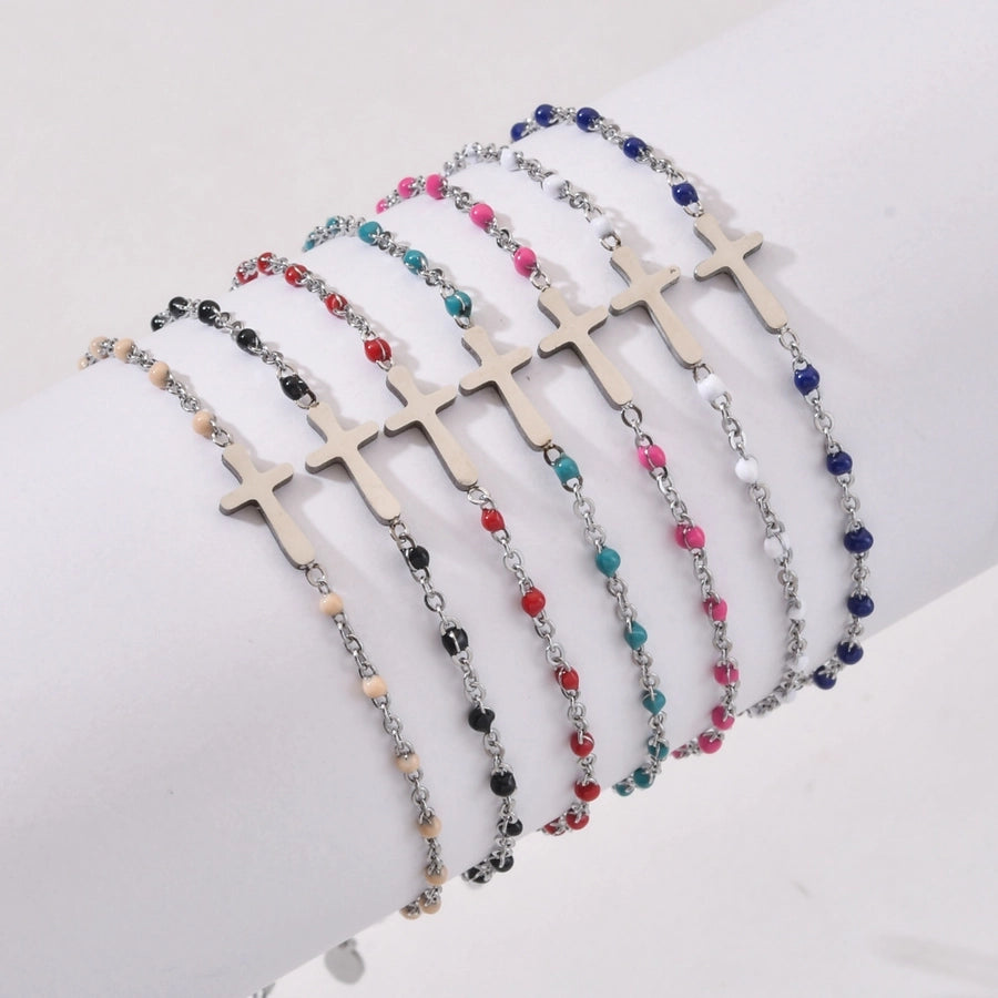 Enamel Cross Bracelet [Stainless Steel]