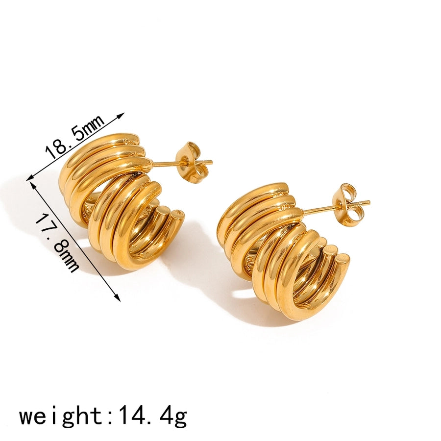 Geometric Hoop Earrings [304 Stainless Steel,18K Gold Plated]