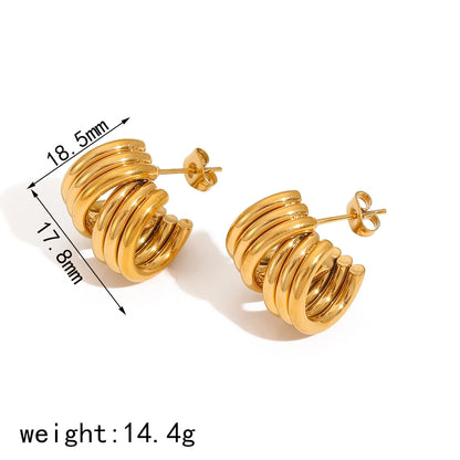 Geometric Hoop Earrings [304 Stainless Steel,18K Gold Plated]