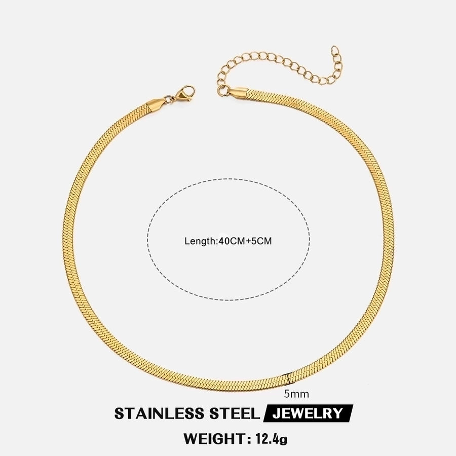 Snake Chain Necklace [304 Stainless Steel,18K Gold Plated]