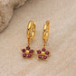 Flower Rhinestones Drop Earrings [304 Stainless Steel,18K Gold Plated]